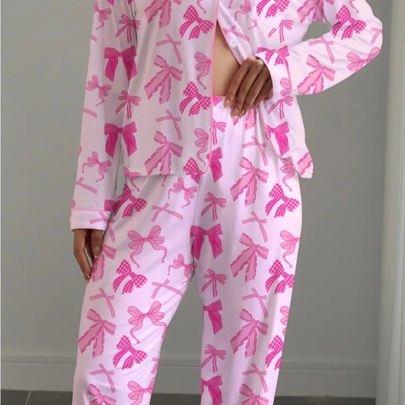 Pink Bow Print Pajama Set - Picture 4 of 4